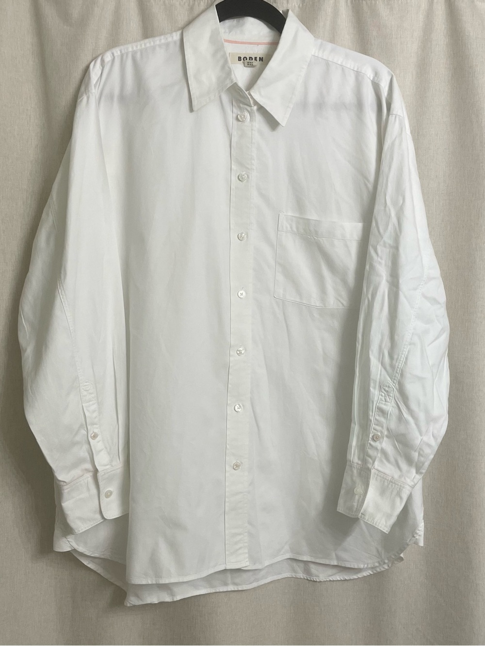 Boden Relaxed Cotton White Button Front Shirt Pocket US 12